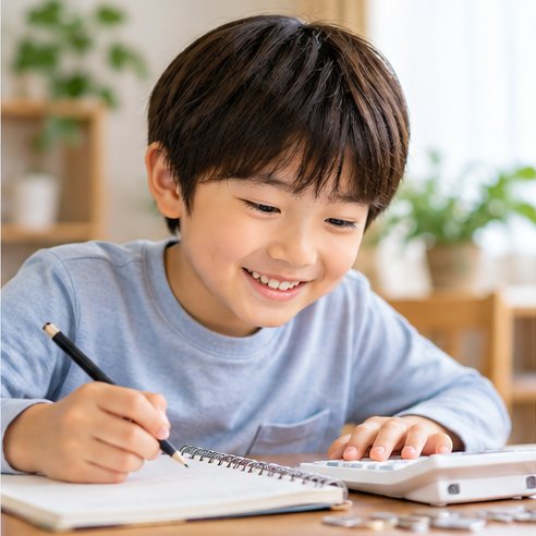 おこづかいを記録する様子