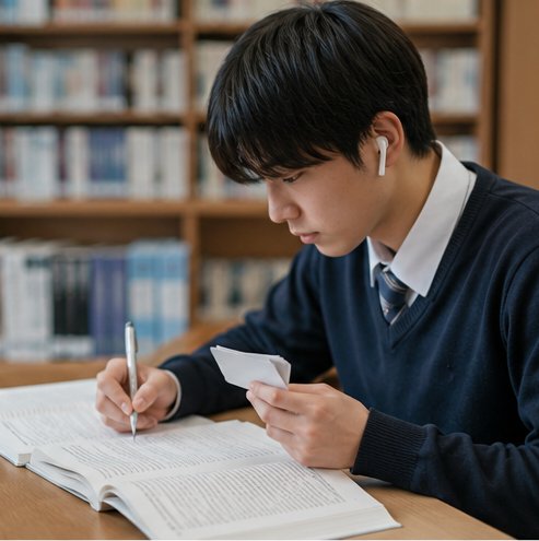 スマホでスキマ時間に暗記学習する様子