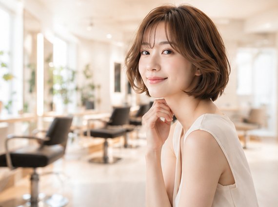 ヘアサロンで施術を受ける女性