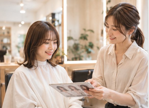 髪の悩みを相談する女性