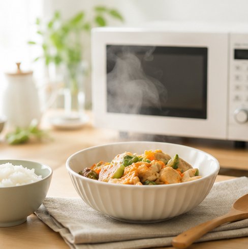 電子レンジで温めた料理