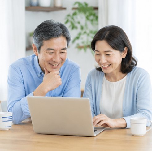 老後の資金計画を相談するシニア夫婦